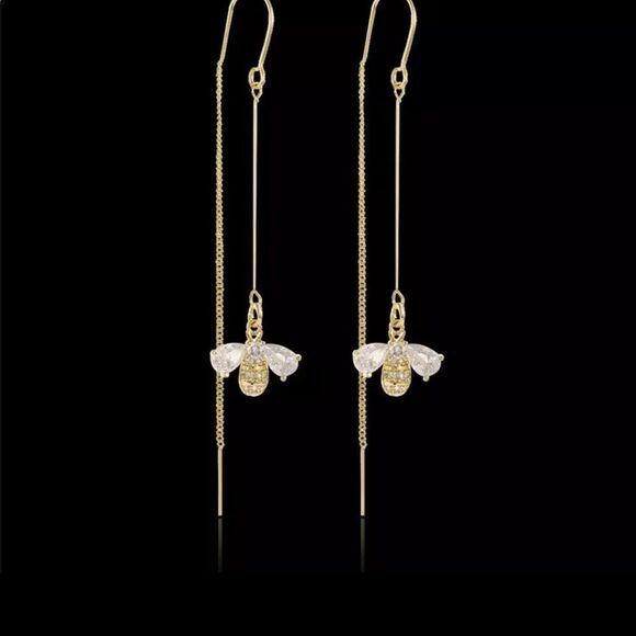 Bee Tassel Earrings Godl Plated - Picture 3 of 5